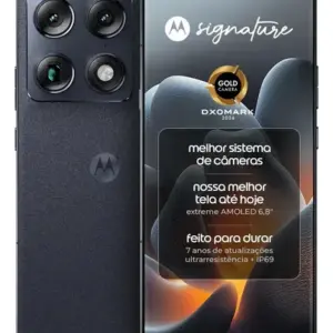 Smartphone Motorola Signature 5g - 512gb 24gb (12gb Ram + 12gb Ram Boost), 3 Cameras 50mp Sony Lytia E Zoom 100x, Tela 1.5k Extreme Amoled 165hz - Preto