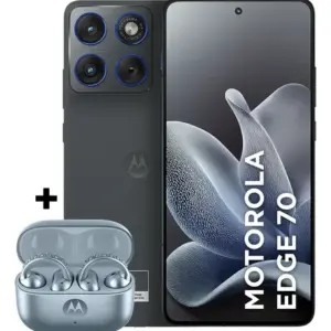Kit Smartphone Motorola Edge 70 5g 512gb Grafite + Fone Bluetooth Moto Buds Loop Ice Melt Swarovski