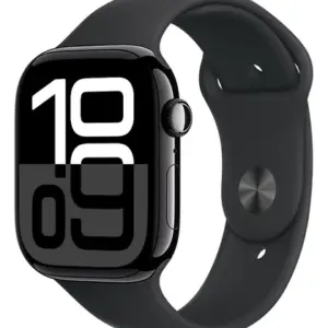 Apple Watch Series 10 GPS • Caixa preta brilhante de alumínio – 46 mm • Pulseira esportiva preta – M/G