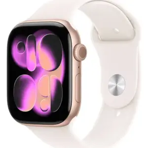Apple Watch Series 11 GPS - Caixa cor de ouro rosa de alumínio – 46 mm - Pulseira esportiva blush-clara – M/G