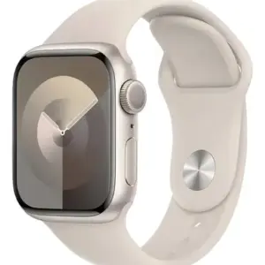 Apple Watch Series 9 GPS • Caixa estelar de alumínio – 41 mm • Pulseira esportiva estelar – M/G