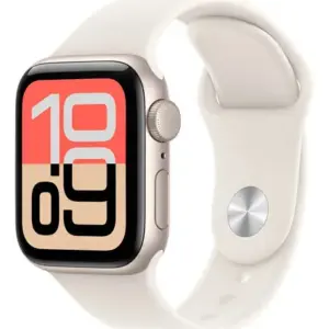 Apple Watch SE 3 GPS • Caixa estelar de alumínio – 44 mm • Pulseira esportiva estelar – M/G