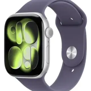 Apple Watch Series 11 GPS - Caixa prateada de alumínio – 46 mm - Pulseira esportiva roxo-névoa – P/M - Distribuidor Autorizado
