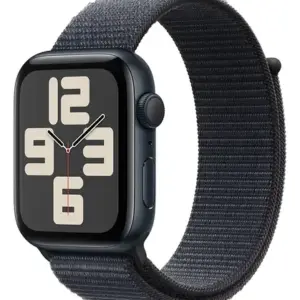 Apple Watch SE GPS • Caixa meia-noite de alumínio – 44 mm • Pulseira loop esportiva tinto