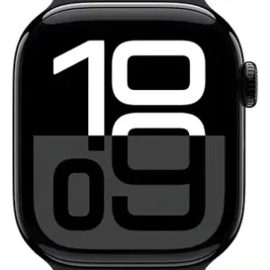 Apple Watch Series 10 GPS • Caixa preta brilhante de alumínio – 42 mm • Pulseira esportiva preta – P/M