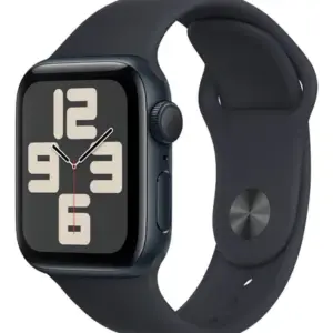 Apple Watch SE GPS • Caixa meia-noite de alumínio – 40 mm • Pulseira esportiva meia-noite – P/M