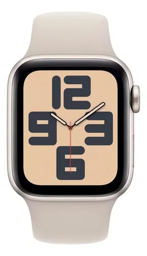 Apple Watch SE GPS • Caixa estelar de alumínio – 40 mm • Pulseira esportiva estelar – M/G