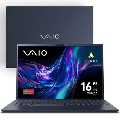 Notebook VAIO FE16 AMD Ryzen 7-5825U - Linux Debian 12 - 8GB RAM 256GB SSD Tela 16" IPS WUXGA Antirreflexo - Cinza Grafite - VJFE69F11X-B1711H