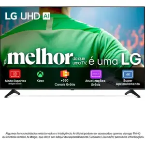 Smart TV LG UHD AI UA75 65 polegadas HDR10 Pro Processador α7 AI Ger8 webOS 25