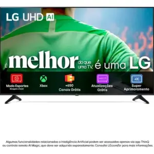 Smart TV LG UHD AI UA75 55 polegadas HDR10 Pro Processador α7 AI Ger8 webOS 25