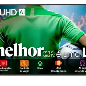 Smart TV LG UHD AI UA85 55 polegadas HDR10 Pro Processador α7 AI Ger 8 webOS 25
