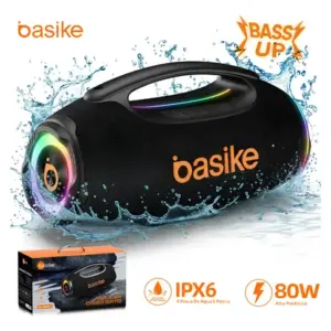 Basike Caixa De Som Hifi Boombox 80w 8000mah Ipx6 Rgb Tws