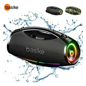 Basike Boombox 200w Caixa De Som Portátil Bluetooth 36hrs Ipx6 Caixa Som Estéreo Bass Boost Alta Hifi Ajuste Graves E Agudos Com Rgb Luzes Led Som Para Festa Preto
