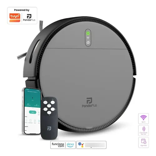 Aspirador Robô Base Carregamento Automático Bivolt Wifi App Cinza Bivolt