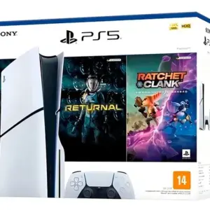 Console PlayStation 5 Midia Fisica Slim Branco 1TB Returnal e Ratchet e Clank Controle Sem Fio Dualsense Branco