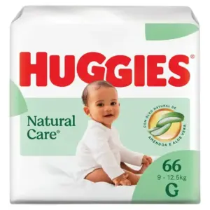 Fralda Premium Huggies Natural Care tamanho G 66 Unidades