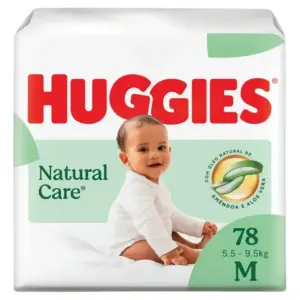 Fralda Premium Huggies Natural Care tamanho M 78 Unidades