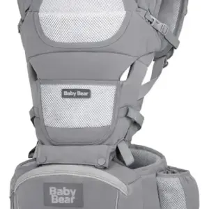 Bolsa Canguru Ergonômico Bebê Mãe Premium 12 Posições 4 Em 1 Baby Bear Cor Cinza