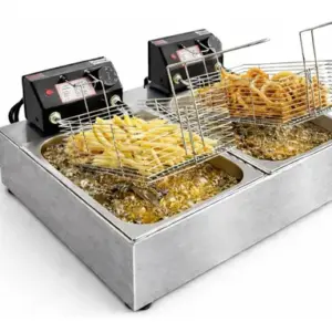 Fritadeira Industrial 10l 6000w Inox 2 Cubas Profissional