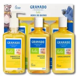 Kit Granado Bebê Trio Shampoo Condicionador Sabonete Líquido Presente Hora do Banho Chá de Bebe