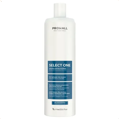 Prohall Select One Máscara Capilar Hidrata Brilho Intenso Antifrizz