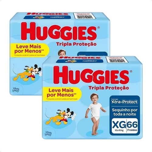 Huggies Fralda Tripla Proteção Xg 132 Unidades 2 Pacotes Gênero Sem gênero Tamanho Extra grande (XG)