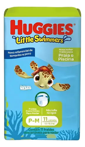 Fralda Huggies Praia Piscina M 11 Unid Little Swimmers Nemo