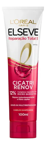 Leave-in de Tratamento com Reparação Imediata 10 em 1 e Proteção Térmica Elseve Cicatri Renov L'Oréal Paris 100ml