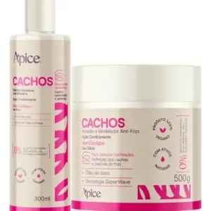 Kit Apice Cachos Nutritivo: Ativador Modelador e Gelatina Para Cabelos Cacheados e Crespos