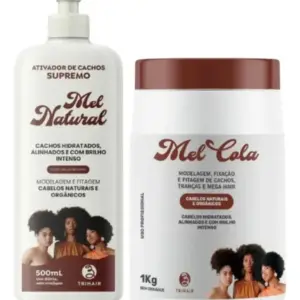 Kit Ativador Mel Natural + Mel Cola 1kg Modelagem Trihair
