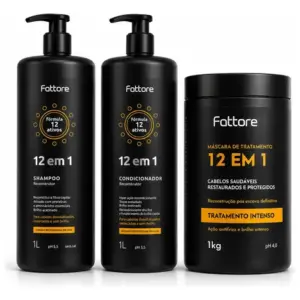 Kit Fattore 12 Em 1 Shampoo + Condicionador 1l + Máscara 1kg