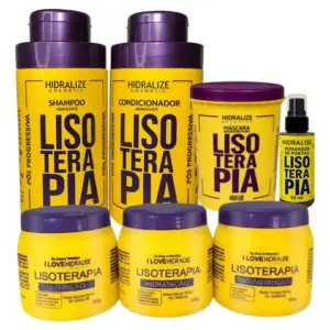 Kit Lisoterapia 7 Produtos Shampoo Cond Masc Oleo Cronograma