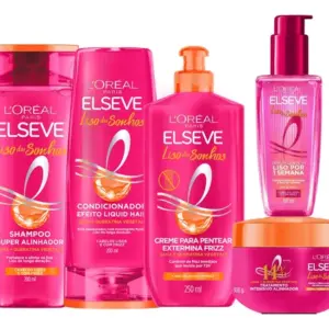 Kit Liso Dos Sonhos Elseve Mascara Alinha Fibra Sérum Loreal