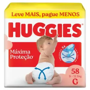 Huggies Fralda Descartável Máxima Proteção G - 58 Un
