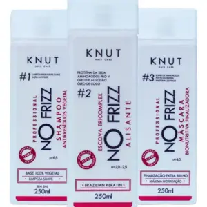 Knut No Frizz Escova Progressiva Shampoo Antirresíduos Sem Sal Alisante Selagem Máscara Bionutritiva Finalizadora