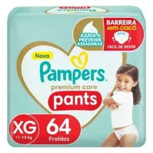 Fralda Pampers Premium Care Pants XG, 64 Unidades