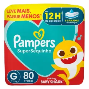Fralda descartável Pampers Supersequinha, Tamanho G 80 Unidades