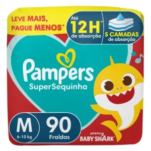 Fralda Descartável Pampers Supersequinha, Tamanho M 90 Unidades