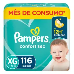 Fralda Pampers Confort Sec Jumbo Plus Xg Com 116un