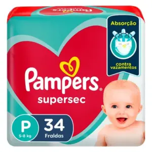 Fraldas Pampers Supersec P 34 Unidades