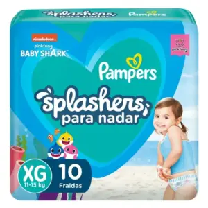 Fralda Para Nadar Pampers Splashers Baby Shark Tamanho XG 10 Unidades