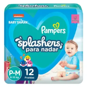 Fralda Para Nadar Pampers Splashers Baby Shark Tamanho P-M 12 Unidades
