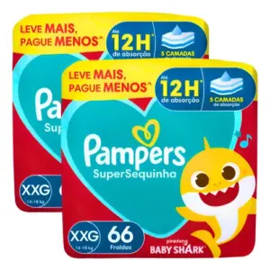 Pampers Supersequinha Fraldas Descartáveis Tamanho Xxg 132un Extra Extra Grande (xxg) Sem Gênero