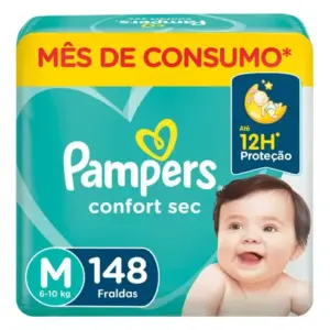 Fralda Pampers Confort Sec Jumbo Plus M Com 148un