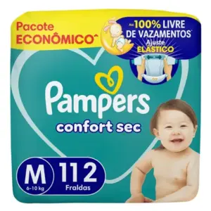 Fralda Pampers Confort Sec Tamanho M 112 Unidades