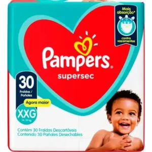 Fralda Pampers Supersec XXG para Bebês de 14 a 18 kg, Pacote com 30