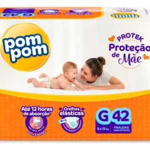 Fralda Pom Pom Protek Tamanho G com 42 Unidades Para 12 Horas de Proteção