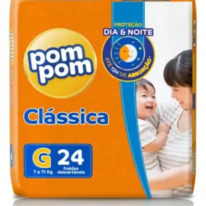 Fralda Descartável Infantil Pom Pom Clássica G Pacote 24 Unidades