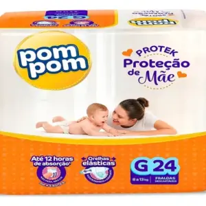 Fralda Pom Pom Protek Proteção de Mãe G com 24 Unidades