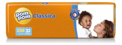 Fralda Pom Pom Infantil Mega Classica Xxg Com 32 Unidades